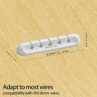 USB Cable Organizer Clips Cord Holder, 8 Packs White Self Adhesive Desk Cord - Image 2