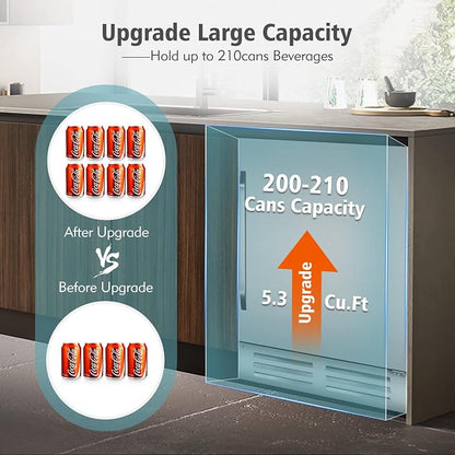 24 Inch Outdoor Beverage Refrigerator Cooler, Stainless Steel Wide Refrigerator - Image 4