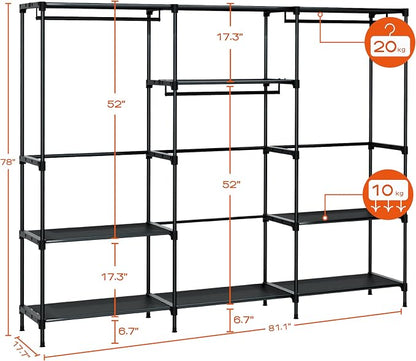 Clothes Rack, Portable Closet, 81.1 Inch Large Capacity Wardrobe Closet - Image 3