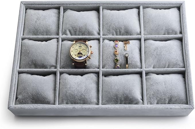 Oirlv Premium Velvet 12 Grid Jewelry Organizer Tray by Oirlv