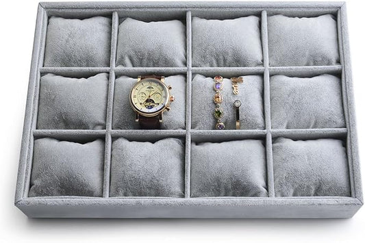 Oirlv Premium Velvet 12 Grid Jewelry Organizer Tray by Oirlv