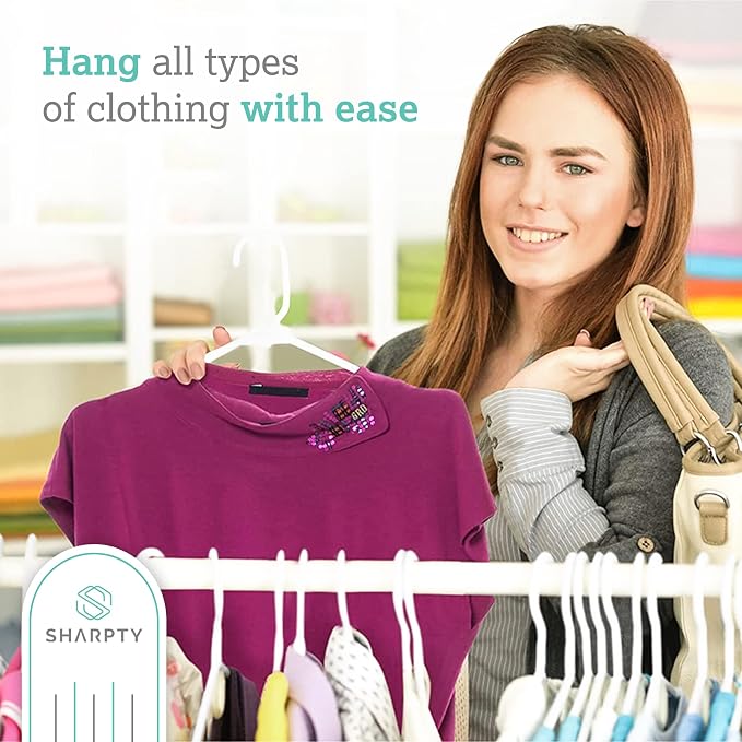 Sharpty Plastic Hangers, 50 Pack, Space Saving, Heavy Duty - Image 2
