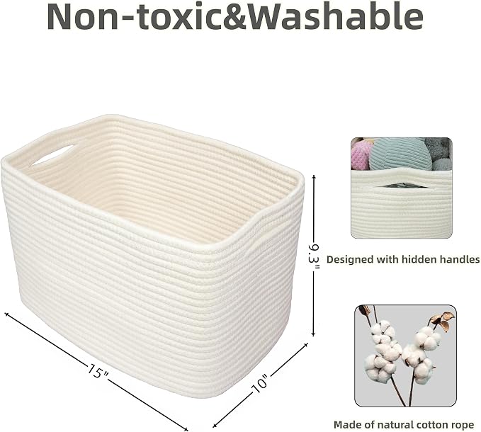 Cotton Rope storage Basket Bins Woven Basket - Image 2