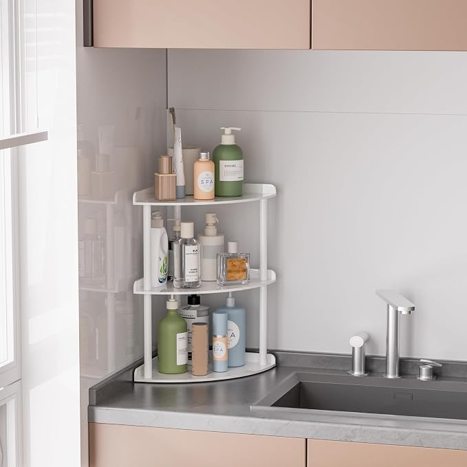 3 Tier Acrylic Corner Shelf Organizer Storage 9.5x9.5x15.7 Inch, Study Room - Image 2