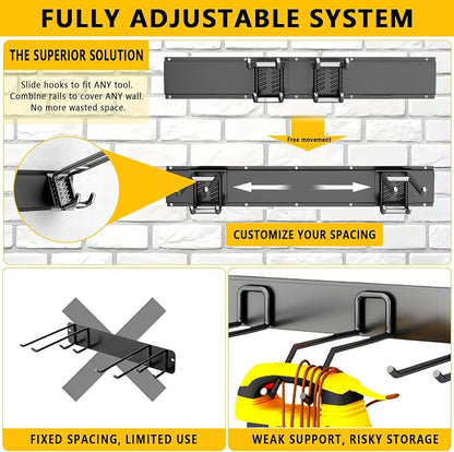 Garage Tool Organizer Wall Mount, 32inch Heavy-Duty Garage Storage System and - Image 3