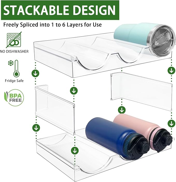 3 Pack Water Bottle Organizer, Stackable Kitchen Home Organization and Storage - Image 3