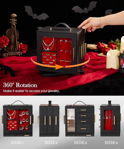 Homde Christmas Gifts Jewelry Box 360° Rotating, Necklace Earring Organizer - Image 3