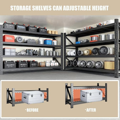 59" W Garage Shelving Heavy Duty, 4 Tier Metal Garage Shelves Adjustable - Image 5