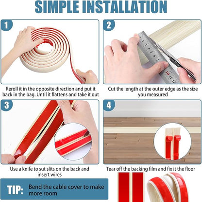 Floor Cord Covers for Wires 20FT Cable Hider Wire Cover Self Adhesive Cord - Image 5