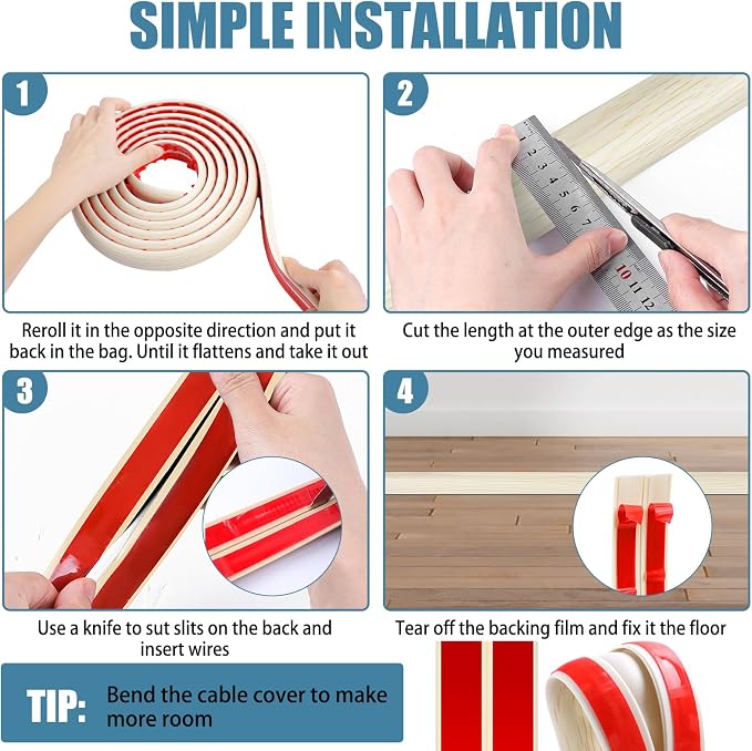 Floor Cord Covers for Wires 10FT Cable Hider Wire Cover Self Adhesive Cord - Image 5