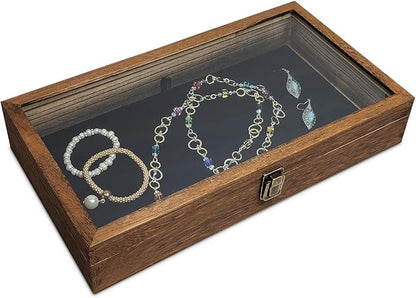 MOOCA Glass Top Wooden Jewelry Display Case - Image 3