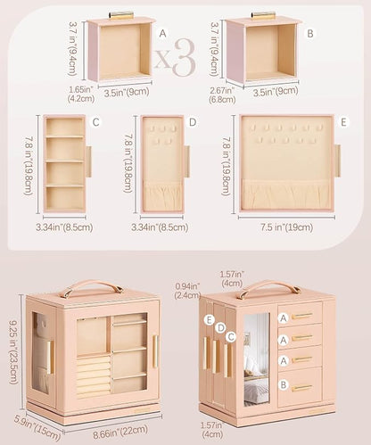 Homde Christmas Gifts Jewelry Box 360° Rotating, Necklace Earring Organizer - Image 6