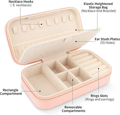 DesignSter Travel Jewelry Box, PU Leather Portable Jewelry Case, Small Jewelry - Image 2