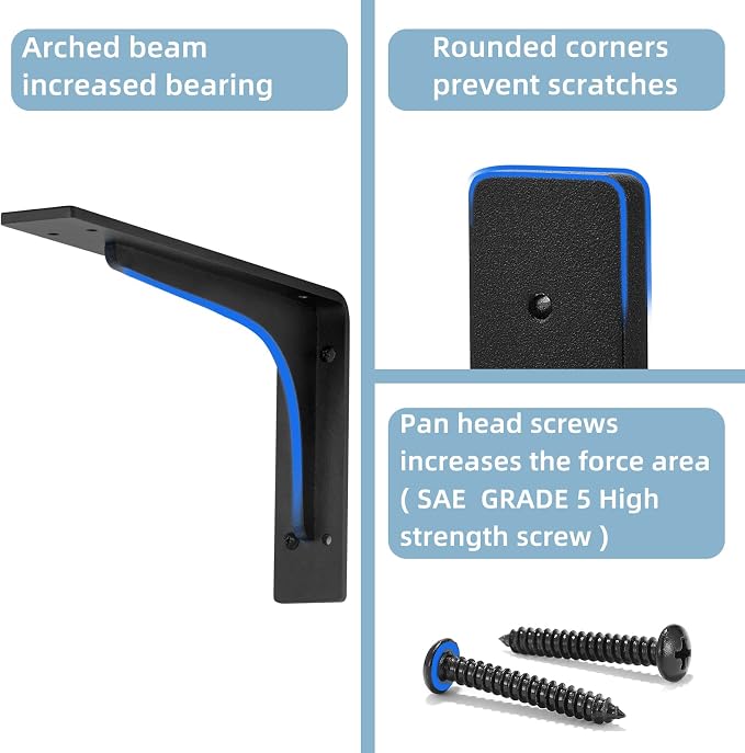 10"x 6"Shelf Bracket, L Shelf Brackets, max Load 300lbs, Premium Alloy Metal - Image 3