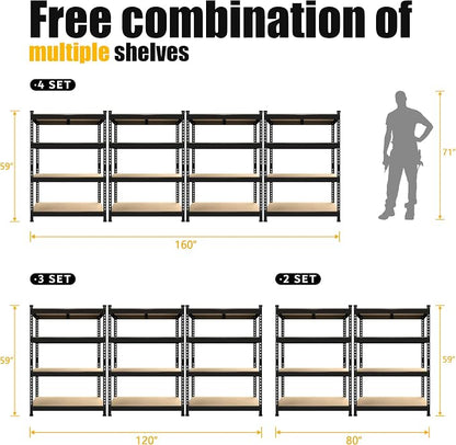 PrimeZone 40" W x 20" D x 59" H Heavy Duty Storage Shelves, 4 Tier Adjustable - Image 9