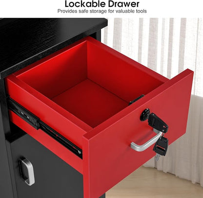 BarberPub Locking Wall Mount Hair Styling Barber Station Drawer Storage Beauty - Image 6