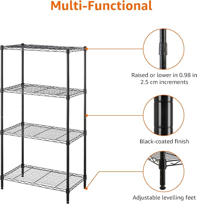 Amazon Basics 4-Shelf Steel Wire Storage Rack, Adjustable, Easy Assembly - Image 5