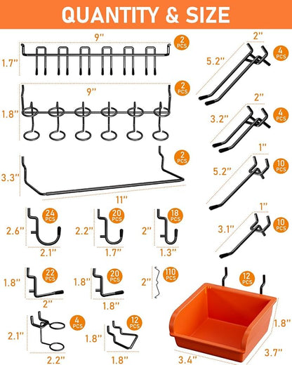 INCLY 276PCS Extra Thick 1/4" Pegboard Accessories Organizer Kit, Heavy Duty - Image 6