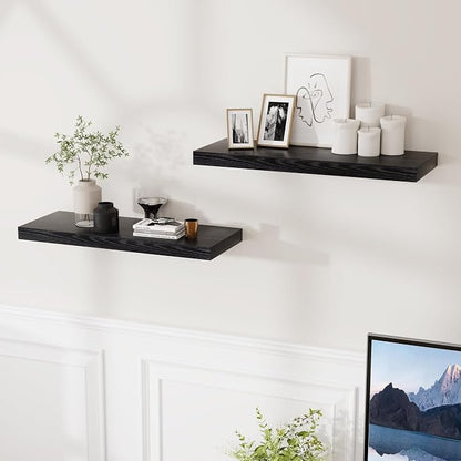 Black Floating Shelves 24 Inch Long 2 Pack - Image 2