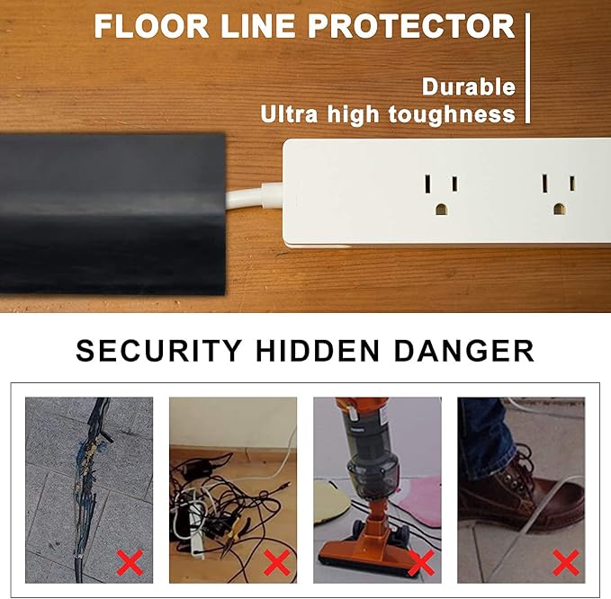20Ft Floor Cord Cover Silicone Cable Protector Easy to Install Wire Organizer - Image 5