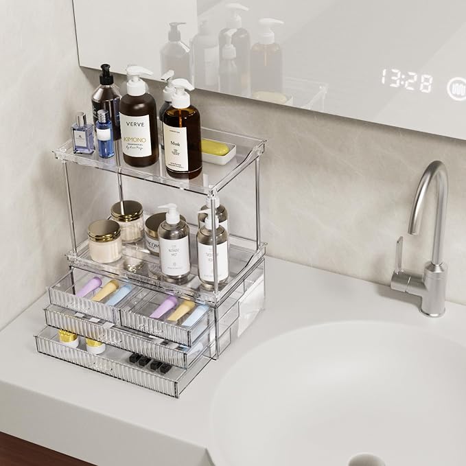 Acina 2-Tier Bathroom Organizer Countertop: Multi-Purpose Makeup Organizer - Image 3