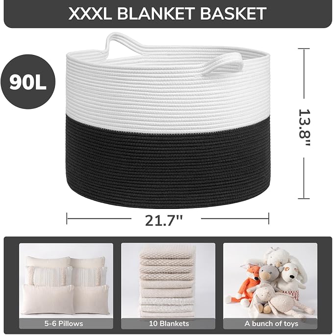 INDRESSME Large Cotton Rope Baskets - Image 3