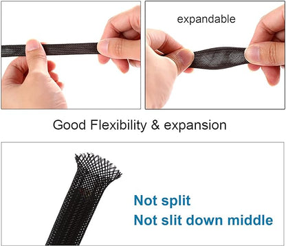 25ft - 3/4 inch PET Expandable Braided Sleeving – Black – Alex Tech Braided - Image 5