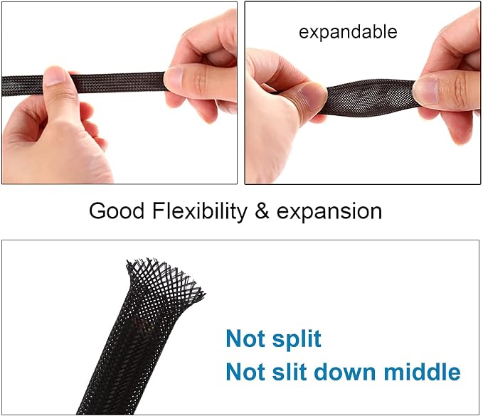 25ft - 1.25 inch PET Expandable Braided Sleeving – Black – Alex Tech Braided - Image 5