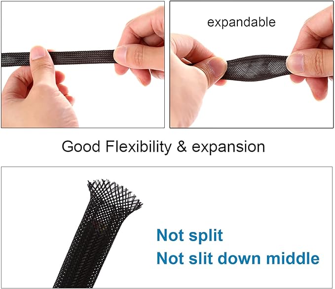 25ft - 1/2 inch PET Expandable Braided Sleeving – Black – Alex Tech Braided - Image 5