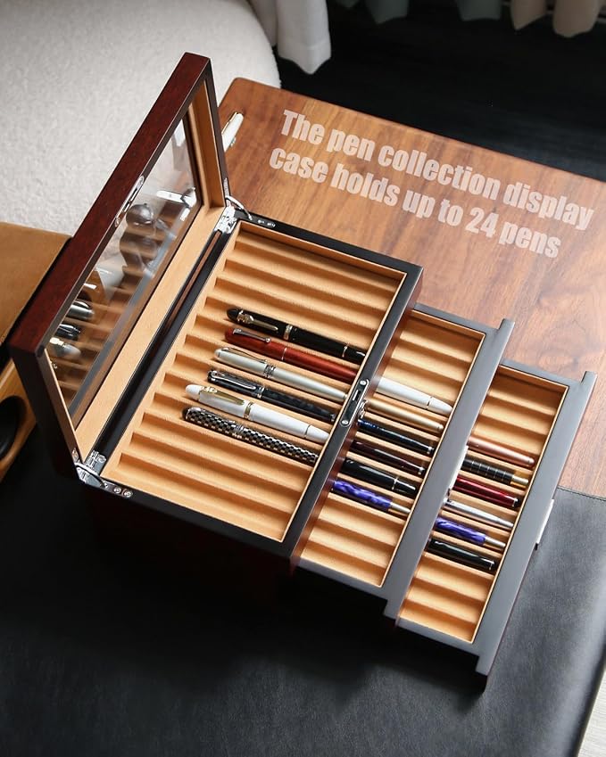 Wood Pen Display case 36 Slot Fountain Pen Box Storage Organizer - Image 2