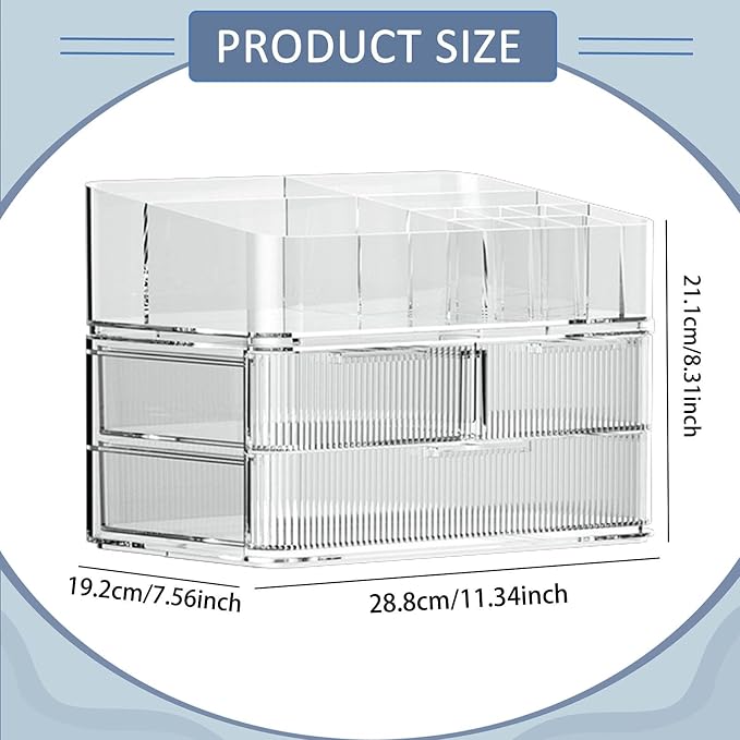 Fenteer Makeup Organizer Drawer Organizer Clear Large Capacity Cosmetic Display - Image 3