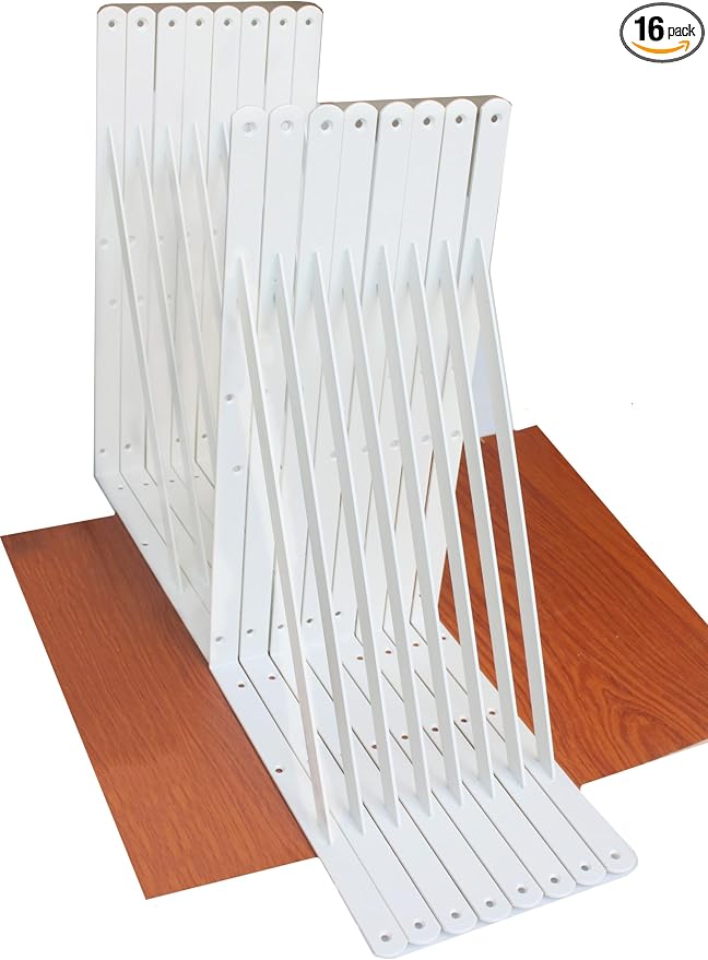 16 Pack L20 x H 12" White Heavy Duty Shelf Brackets by MHMYDZ
