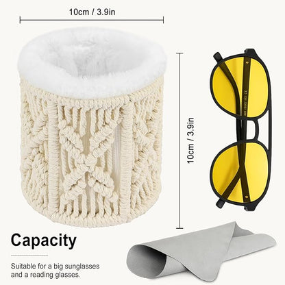 RayLove Glasses Holder for Nightstand, Boho Decor Eyeglass Case, Plush Lined - Image 6