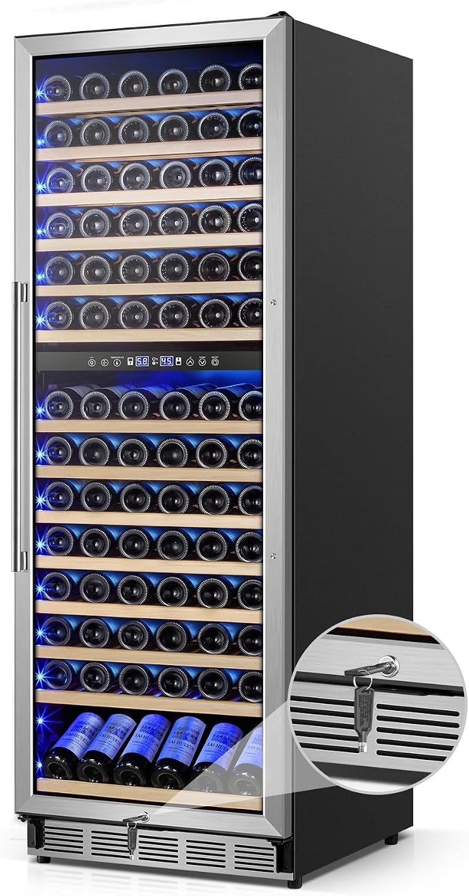 Wine Cooler Refrigerator 24 Inch, 180 Bottles Large Wine Fridge Dual Zones by FoMup