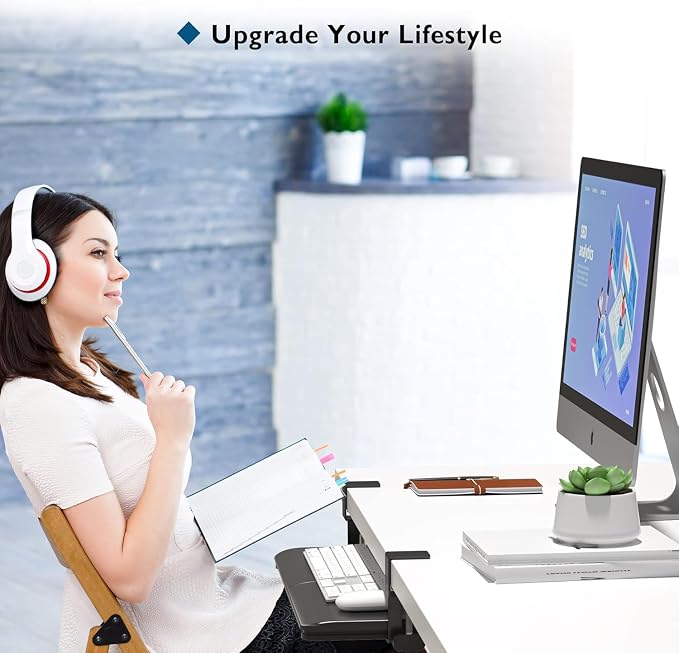 BONTEC Keyboard Tray Under Desk, Pull Out Keyboard & Mouse Tray - Image 2