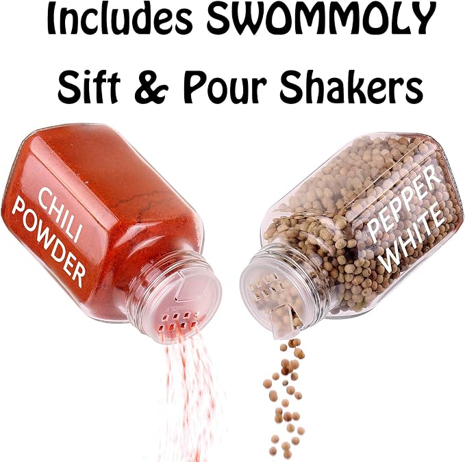 SWOMMOLY 30 Glass Spice Jars 6 oz Empty Square Spice Bottles - Image 5