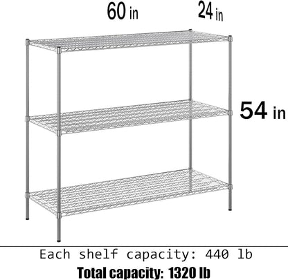 24" Deep x 60" Wide x 54" Height Wire Shelving Kit | 3-Tier | NSF Commercial - Image 3