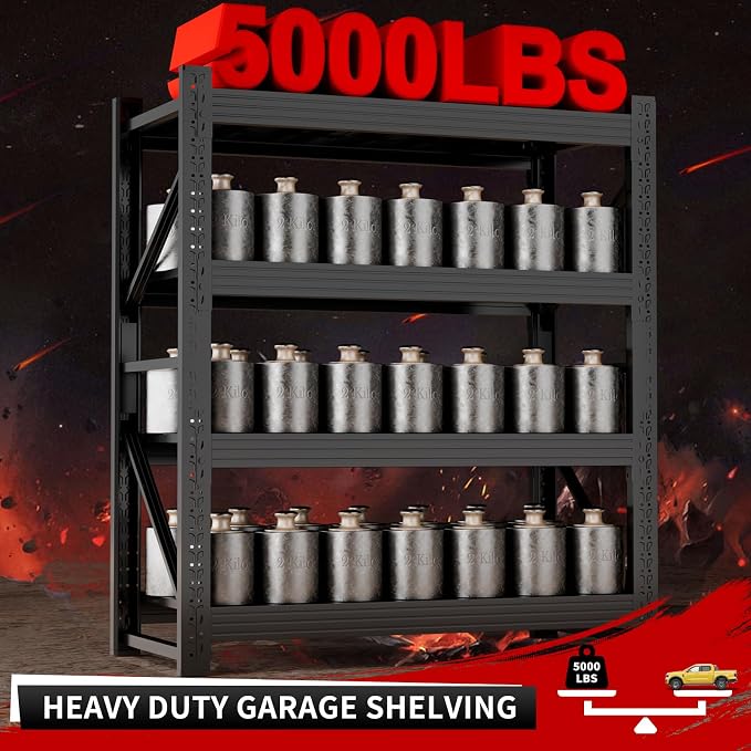 5000LBS Storage Shelves, 4 Tier Metal Garage Shelves Industrial Shelving - Image 4
