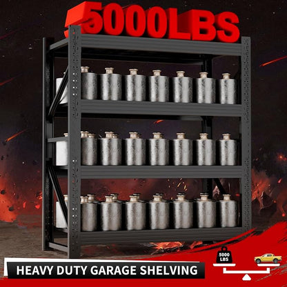 5000LBS Storage Shelves, 4 Tier Metal Garage Shelves Industrial Shelving - Image 4