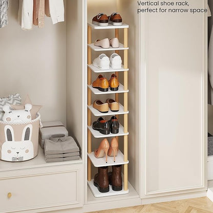 LUCKNOCK Vertical Shoe Rack, 8-Tier Tall Narrow Shoe Organizer - Image 5