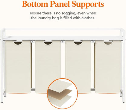 Lifewit Laundry Hamper 4 Section, 168L Pull out Laundry Clothes Basket Organizer - Image 5