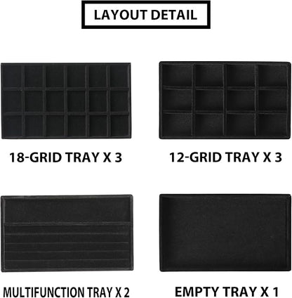 Frebeauty Jewelry Organizer Tray, Stackable Velvet Jewelry Trays, Drawer - Image 4