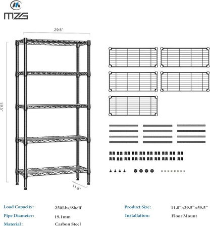 1250 lbs 5 Tier Shelf Metal Storage Shelves Wire Rack Closet Organizers - Image 3