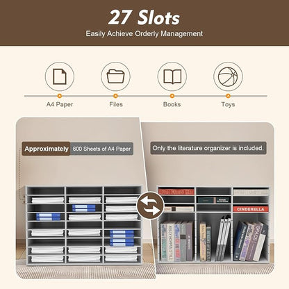 27 Compartments Literature Organizer, Desktop File Sorter Mail Center Paper - Image 5
