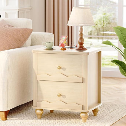 Cyclysio Nightstand with Charging Station, Side End Table with 2 Drawers - Image 7