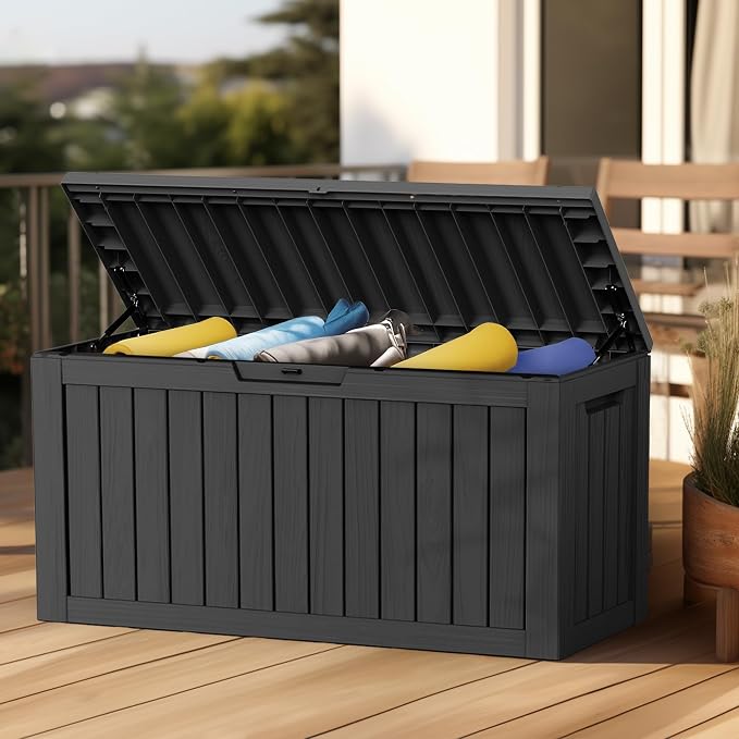 80 Gallon Outdoor Deck Box, Storage Lockable Waterproof Patio Furniture - Image 3
