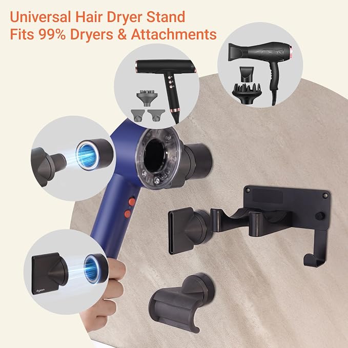 Hair Dryer Holder, Hair Dryer Holder Wall Mounted Self Adhesive Hairdryer - Image 3