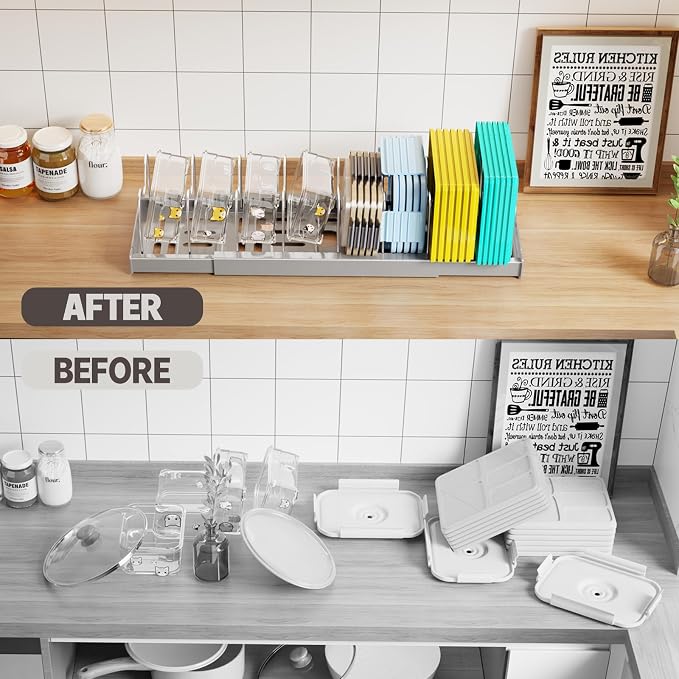 2 Pack Expandable Food Storage Container Lid Organizers - Image 6