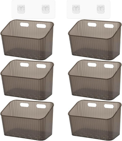 6Pcs Storage Organizer Bins Wall Mounted Organizer Basket Large Size Clear by DANHMAO