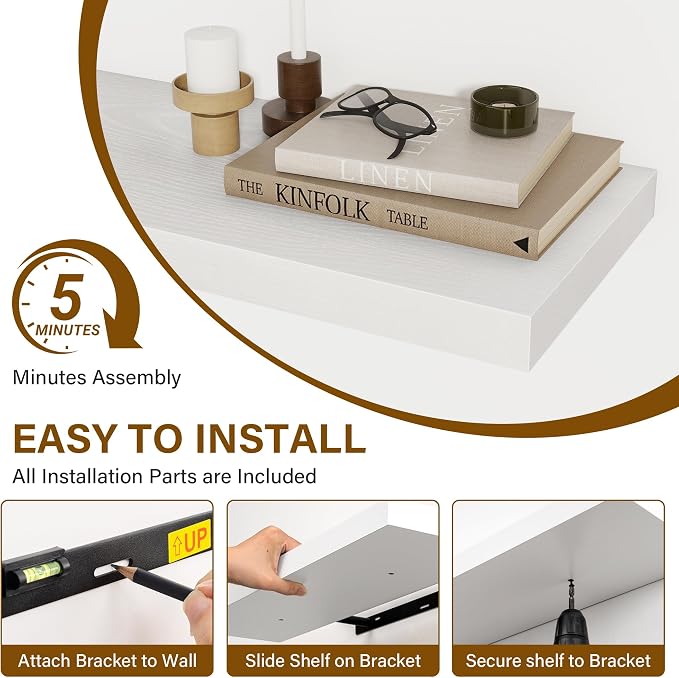 72 Inch Floating Shelves 2 Pack, 8 Inch Deep Floating Shelf Wall Mounted - Image 7